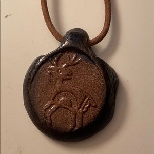 Clay deer pendant necklace